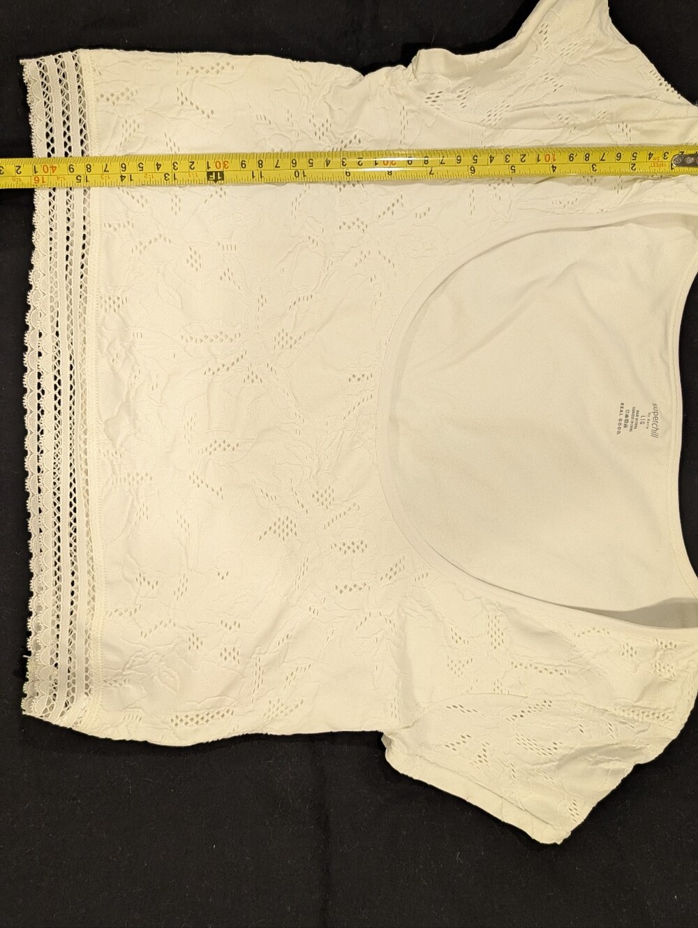Aerie Superchill White Floral Lace Crop Top Scoop Neck L - Picture 2 of 4